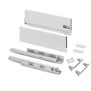 Vertex with 3D regulation External drawer, height 178mm, 40kg, board thickness of 18mm, depth 450mm, Steel, White painted product photo