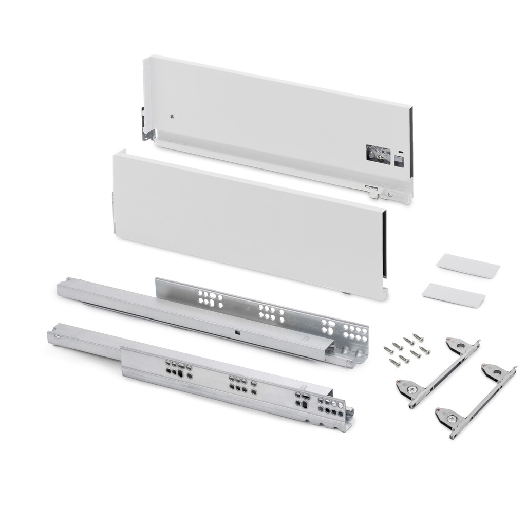 Vertex with 3D regulation External drawer, height 178mm, 40kg, board thickness of 18mm, depth 450mm, Steel, White painted-Primary