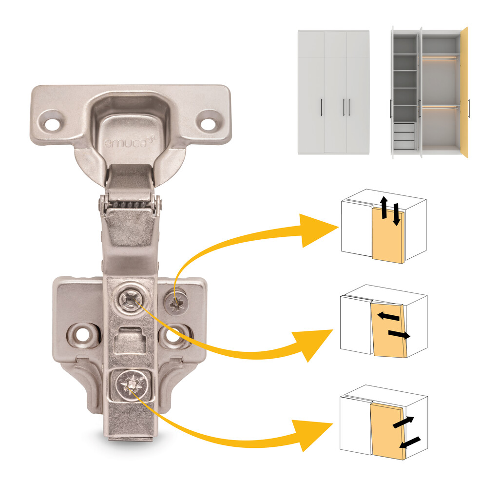 Lot of 20 X91 hinge hinges with soft closing and Screw-on plates, Height 0, Steel, Nickel Plated-6