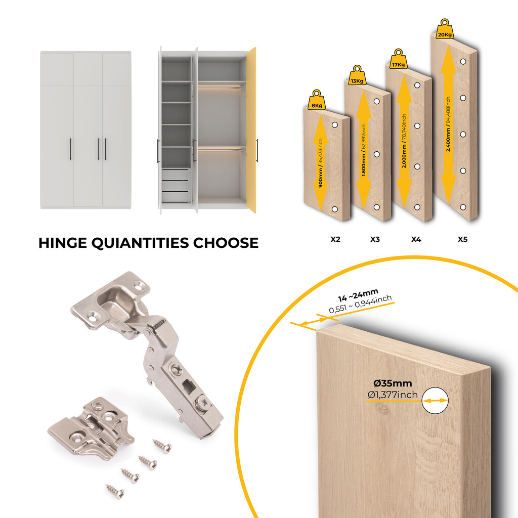Lot of 20 X91 hinge hinges with soft closing and Screw-on plates, Height 0, Steel, Nickel Plated-8
