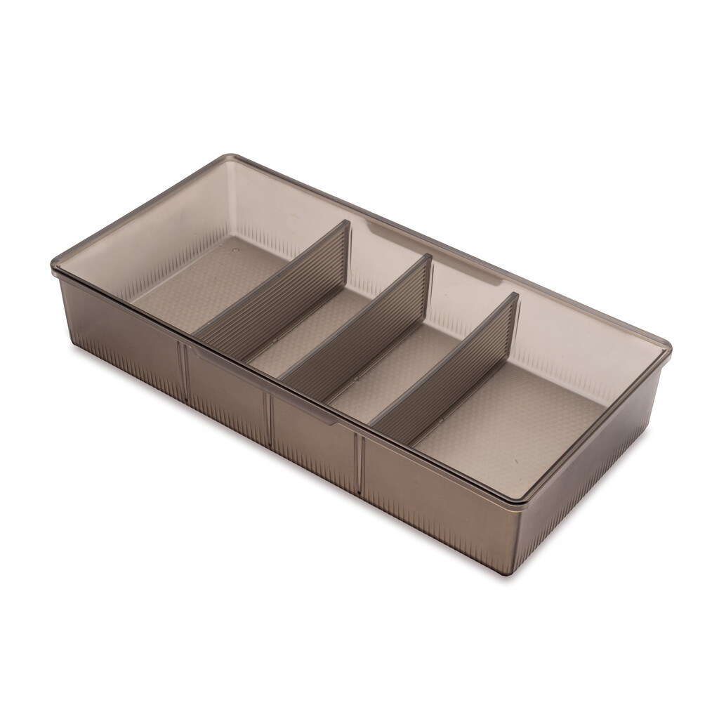 Organisateur Elba avec séparateur pour tiroir, Plastique, Transparent fumé-Primary