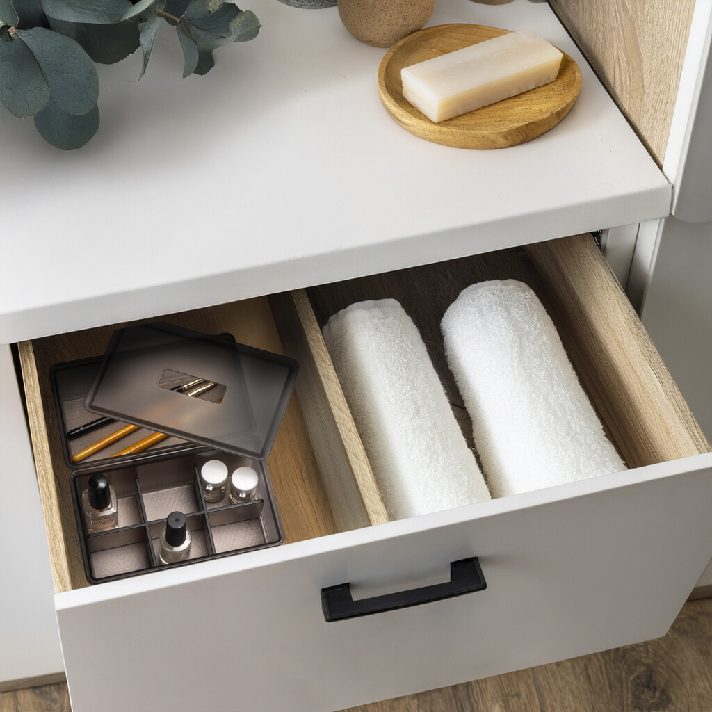 Kit d'organisateurs Elba pour tiroir, Plastique, Transparent fumé-3