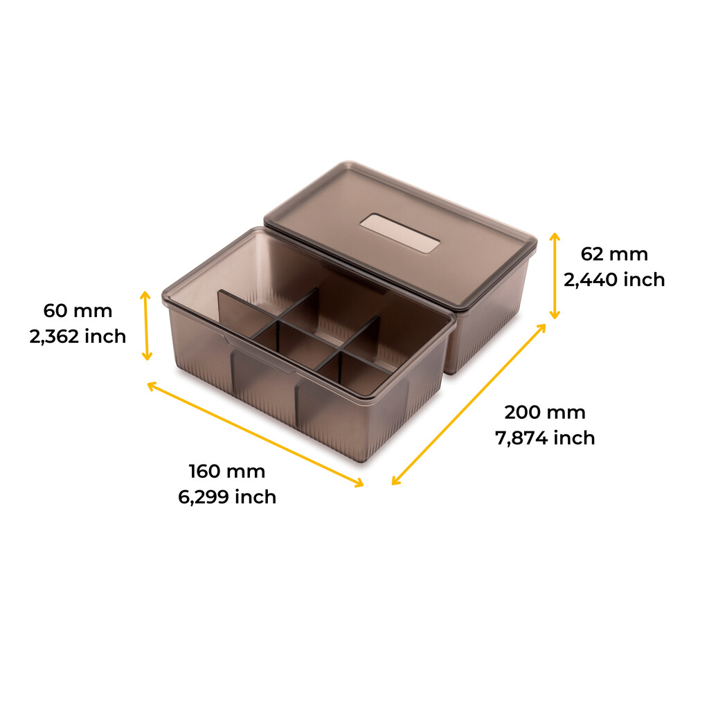 Kit d'organisateurs Elba pour tiroir, Plastique, Transparent fumé-2