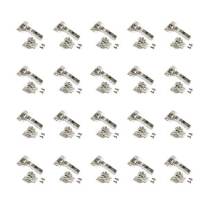 Lot de 20 charni&egrave;res droites X91N avec embases Euro, Hauteur 0, Acier, Nickel&eacute; photo du produit