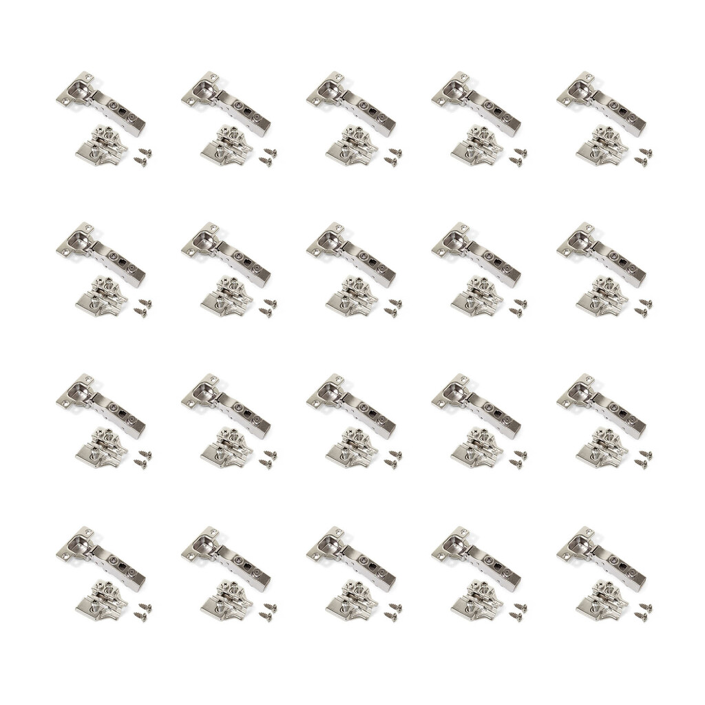 Lot de 20 charnières droites X91N avec embases Euro, Hauteur 0, Acier, Nickelé-Primary