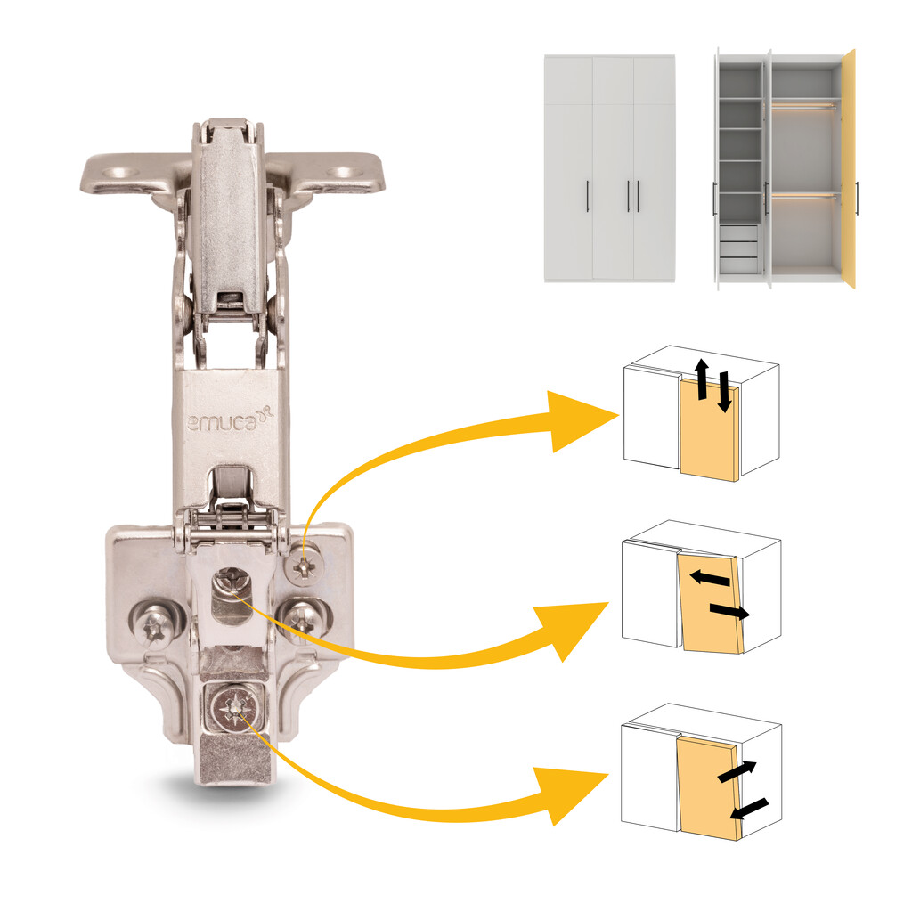 Lot of 10 X91 half overlay hinges opening 165 degrees with soft closing and Euro screw-in plates, Height 0, Steel, Nickel Plated-7
