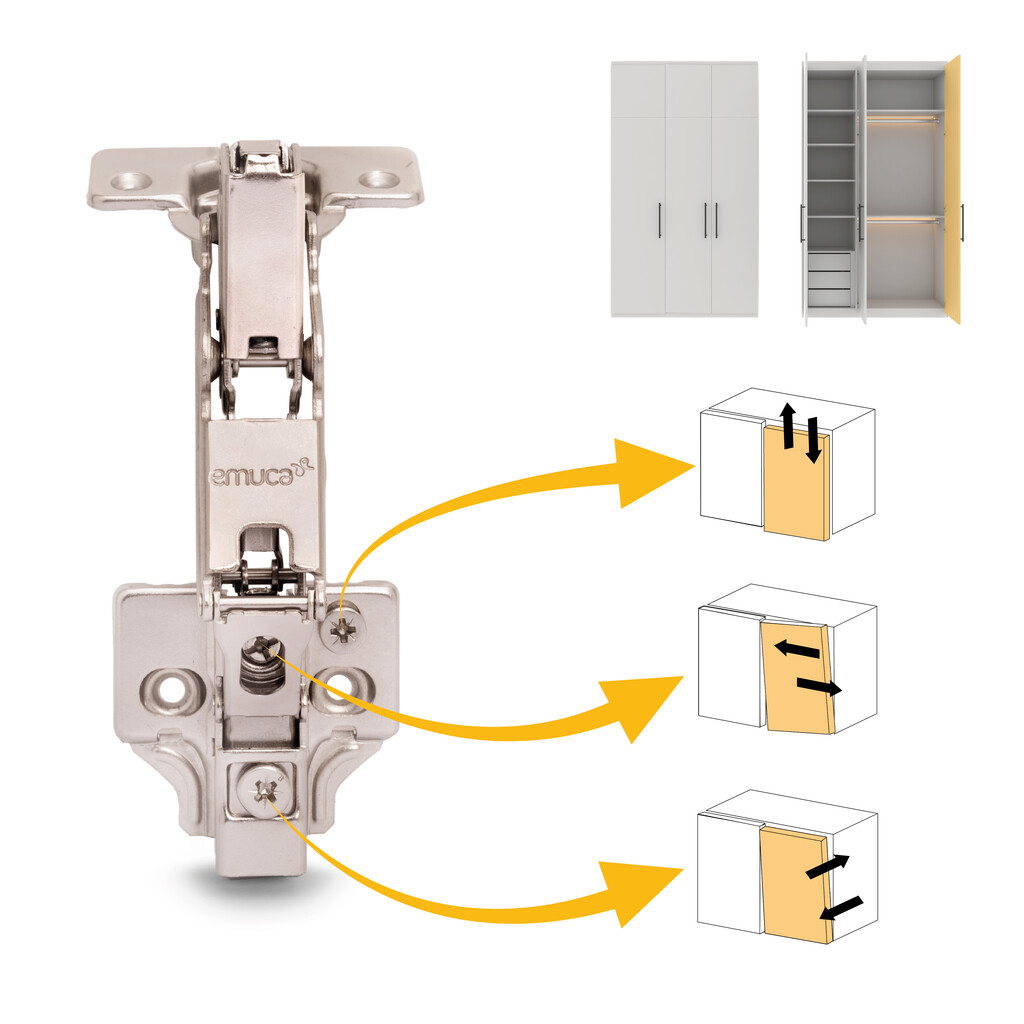 Lot de 2 charnières droites X91 à ouverture de 165 degrés avec fermeture amortie et embases à visser, Hauteur 0, Acier, Nickelé-7