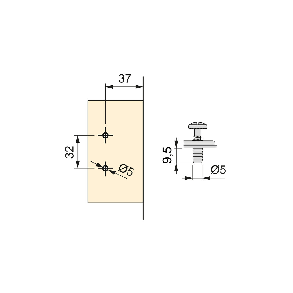 X91/X92 Mixed Mount Plate, Diameter 5x9.5mm, Height 2, Steel, Nickel plated-1