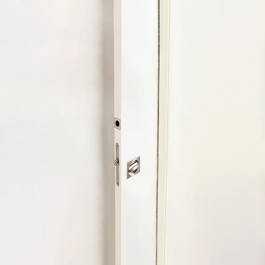 Kit de cerradura con condena cuadrada para puerta corredera, Acero, Níquel satinado-2