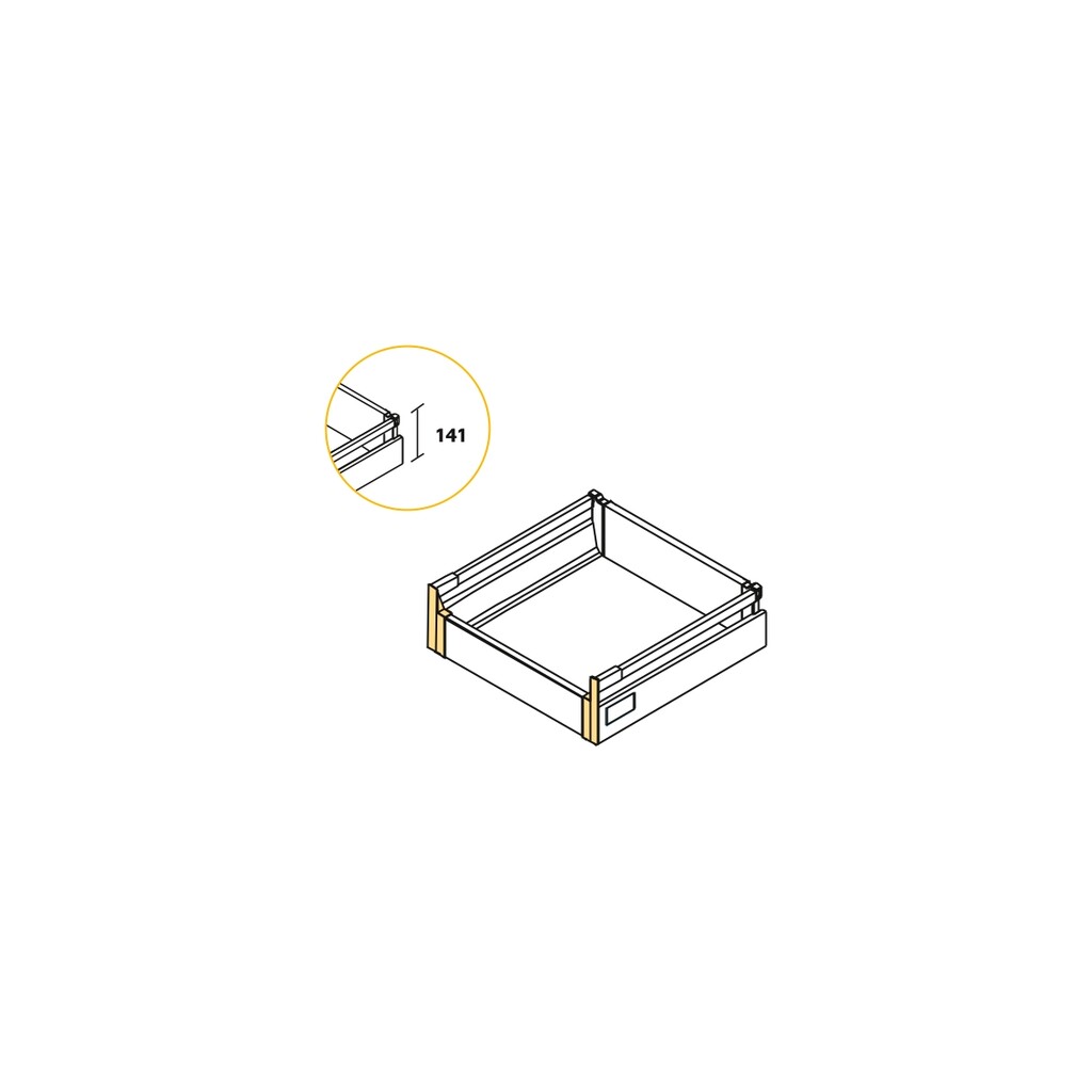 Set of frontal fittings for 141 mm inner drawer, White plastic, Plastic-1