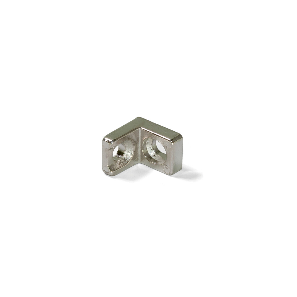 Connecting bracket for furniture 20.5x20.7mm, 2 holes, Zamak, Nickel plated-Primary