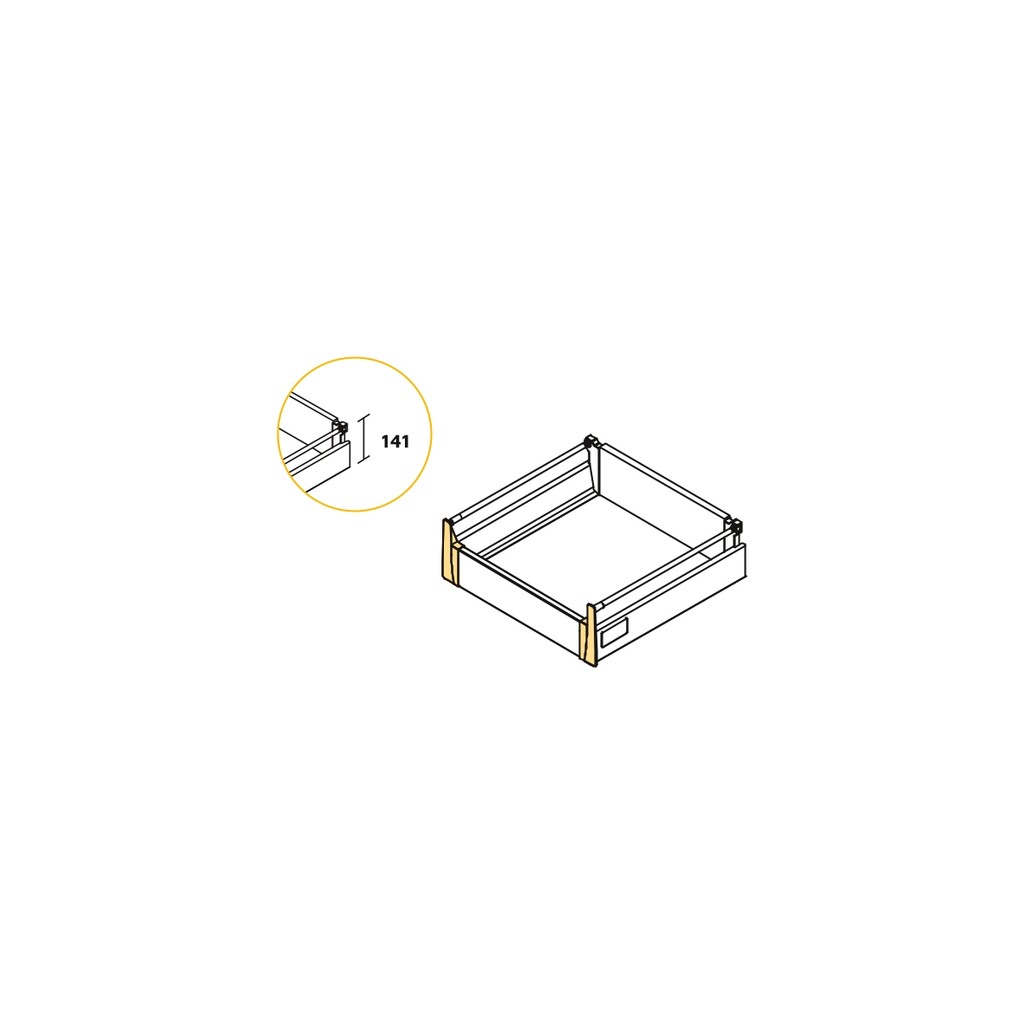Set of frontal fittings for 141 mm inner drawer, Grey plastic, Plastic-1