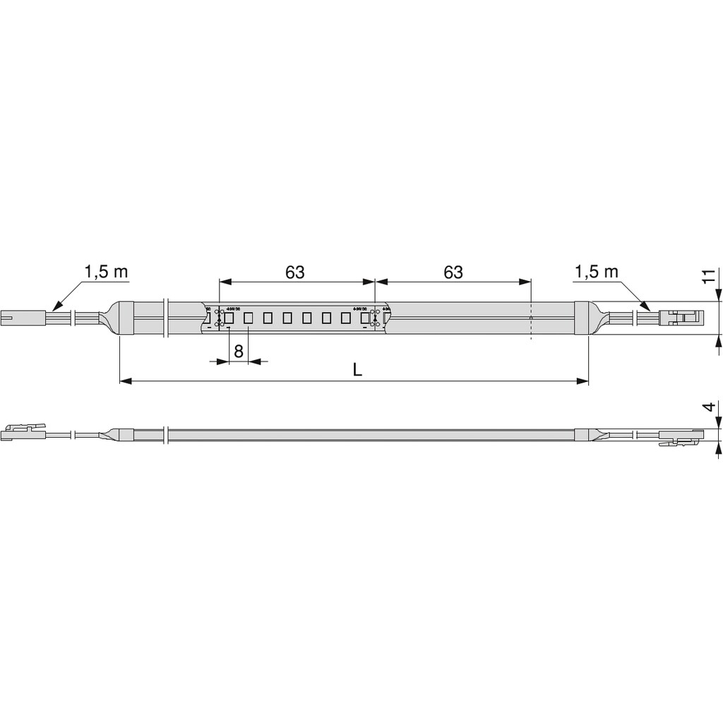 Ruban LED 4x11 Neonlynx V 7,6W/m IP65 (24V DC), longueur 3.024mm, Lumière blanche naturelle 4.000K, Plastique-1