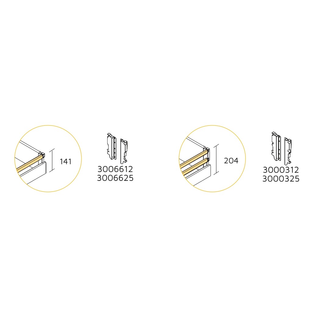 Kit of lateral railing for drawer, 300, Silver painted, Steel and Plastic-3