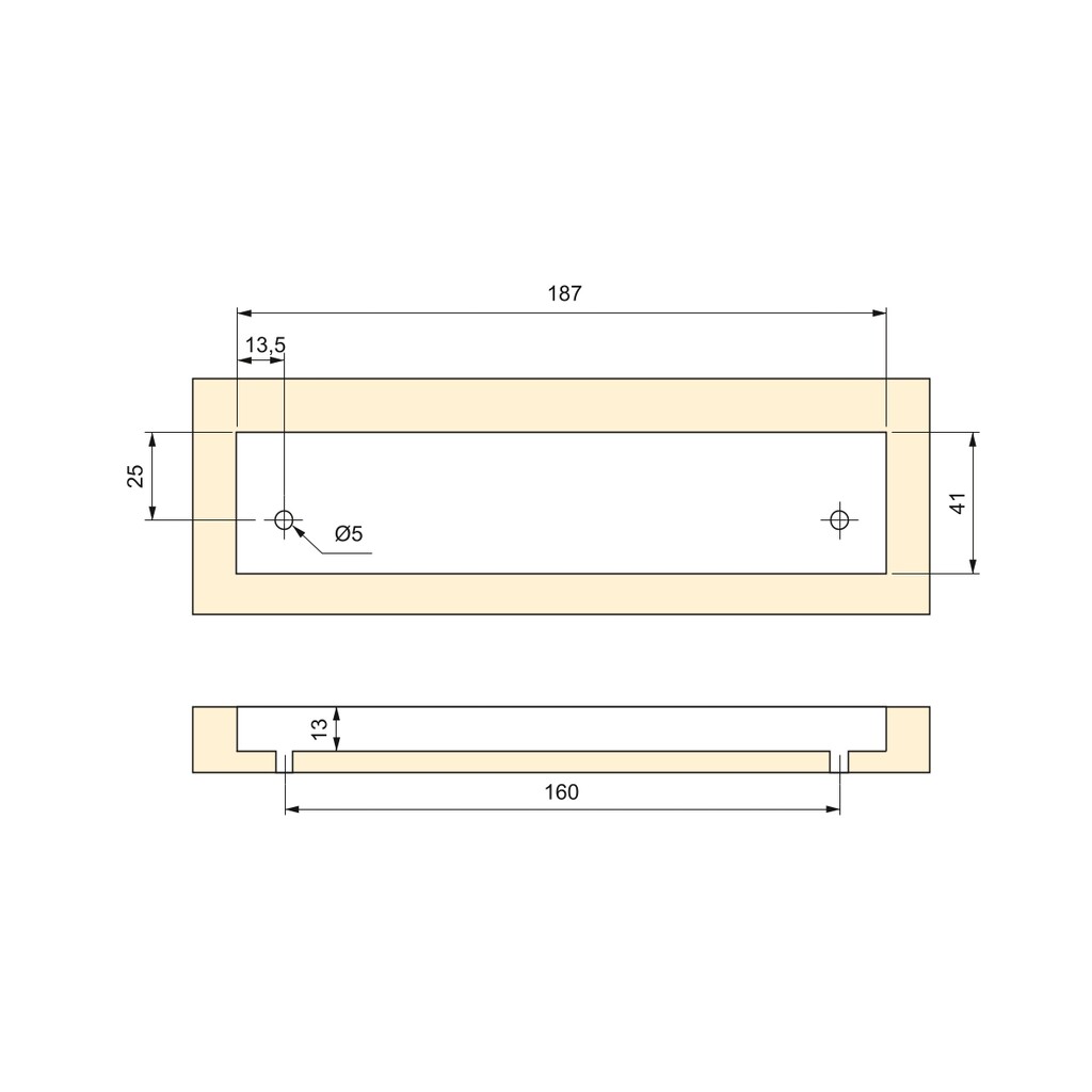 Furniture handle Alfafar, L190mm, 160mm interaxis, Aluminium, Matt anodized-2