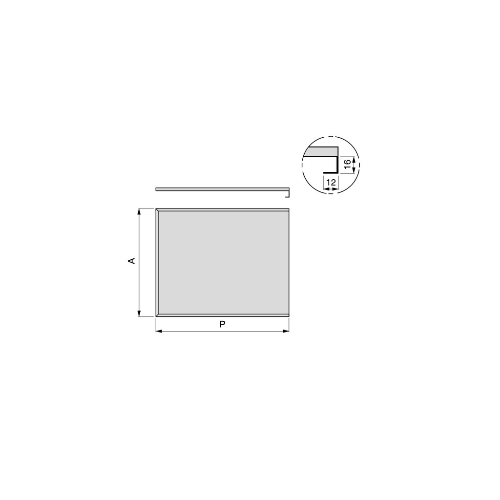 Protector de fondo para muebles de cocina, tablero 16mm, módulo 1.000mm, 968x580mm, Plástico y Aluminio, Aluminio natural-1