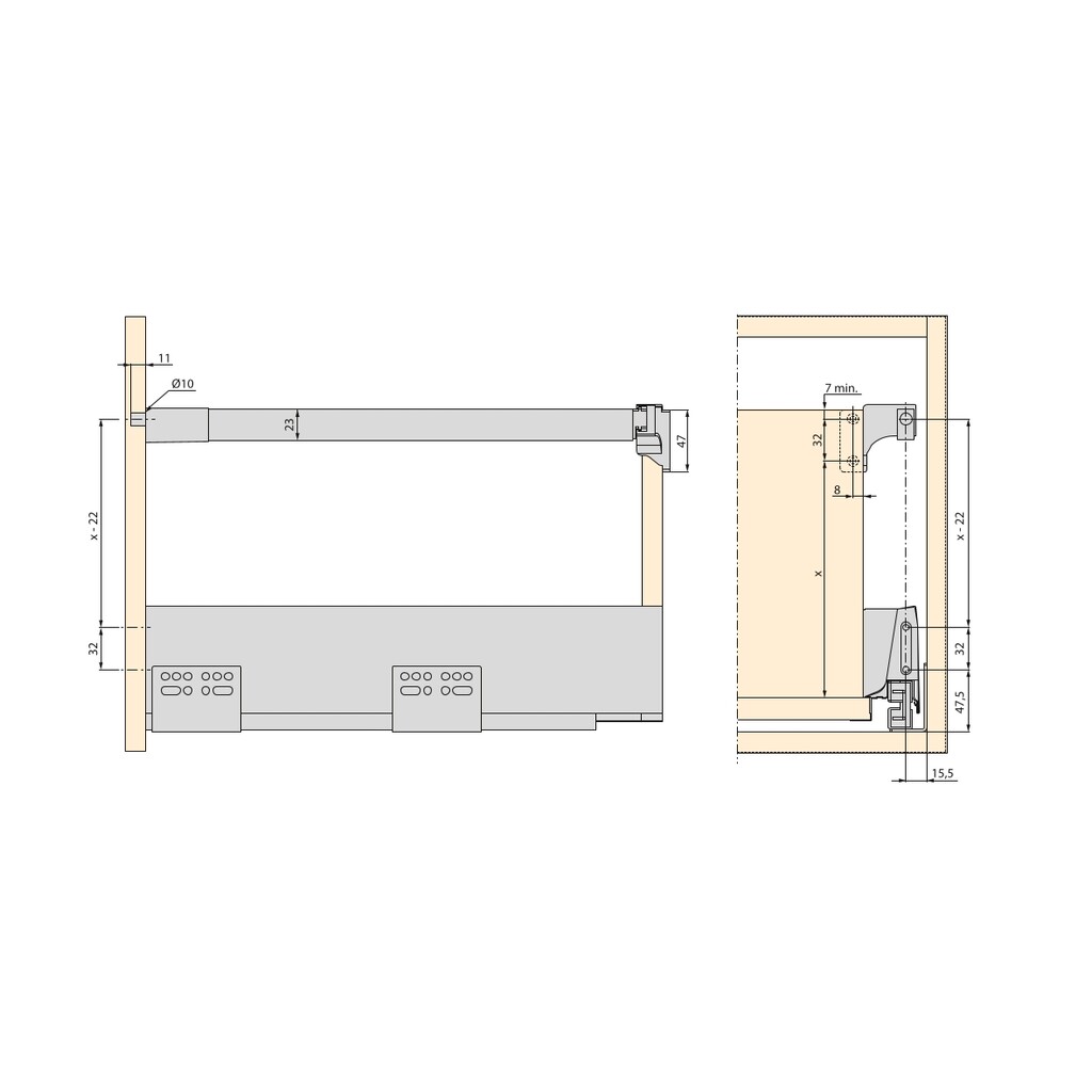 Back fitting for railing, Grey plastic, Plastic-2