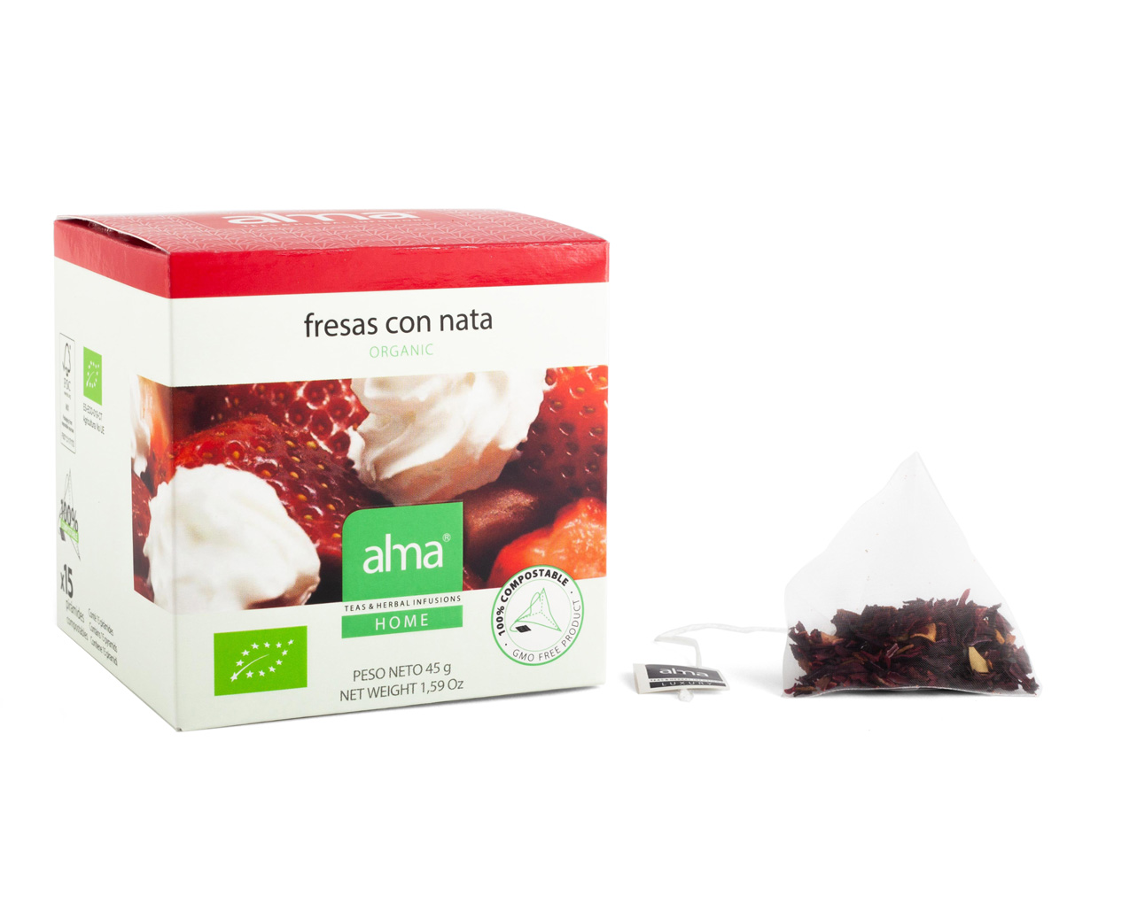 Fresas con nata infusión BIO 15 pirámides, Alma Home