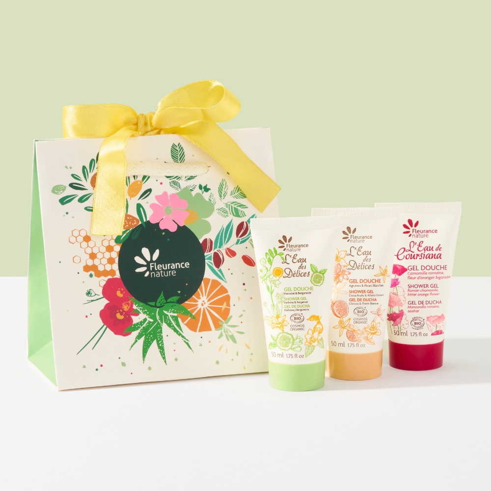 BOLSA PEQE CINTA AMARILLA TRIO GELES DUCHA FORMATO VIAJE FLEURANCE NATURE