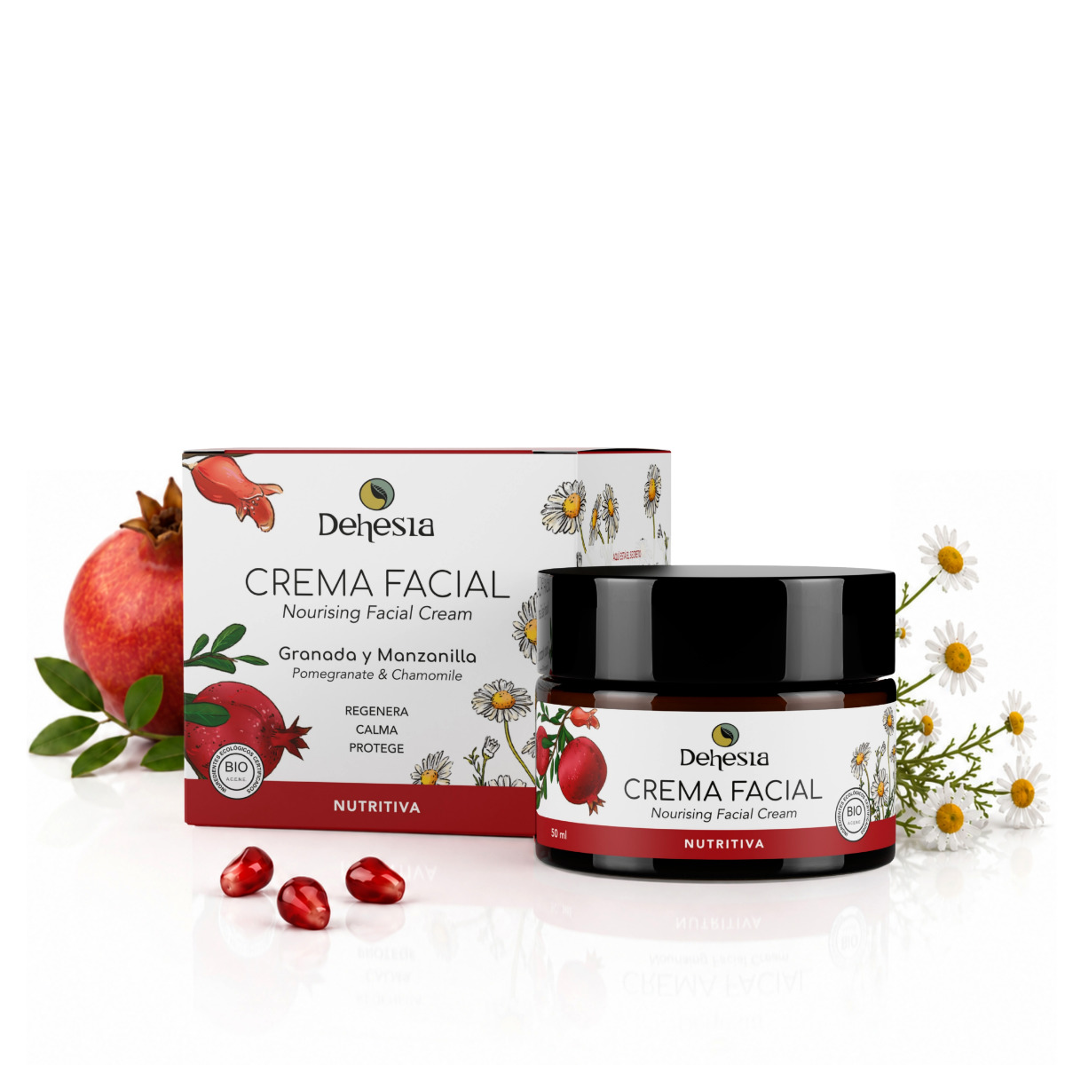 Crema viso nutriente melagrana-camomilla BIO 50 ml, Dehesia