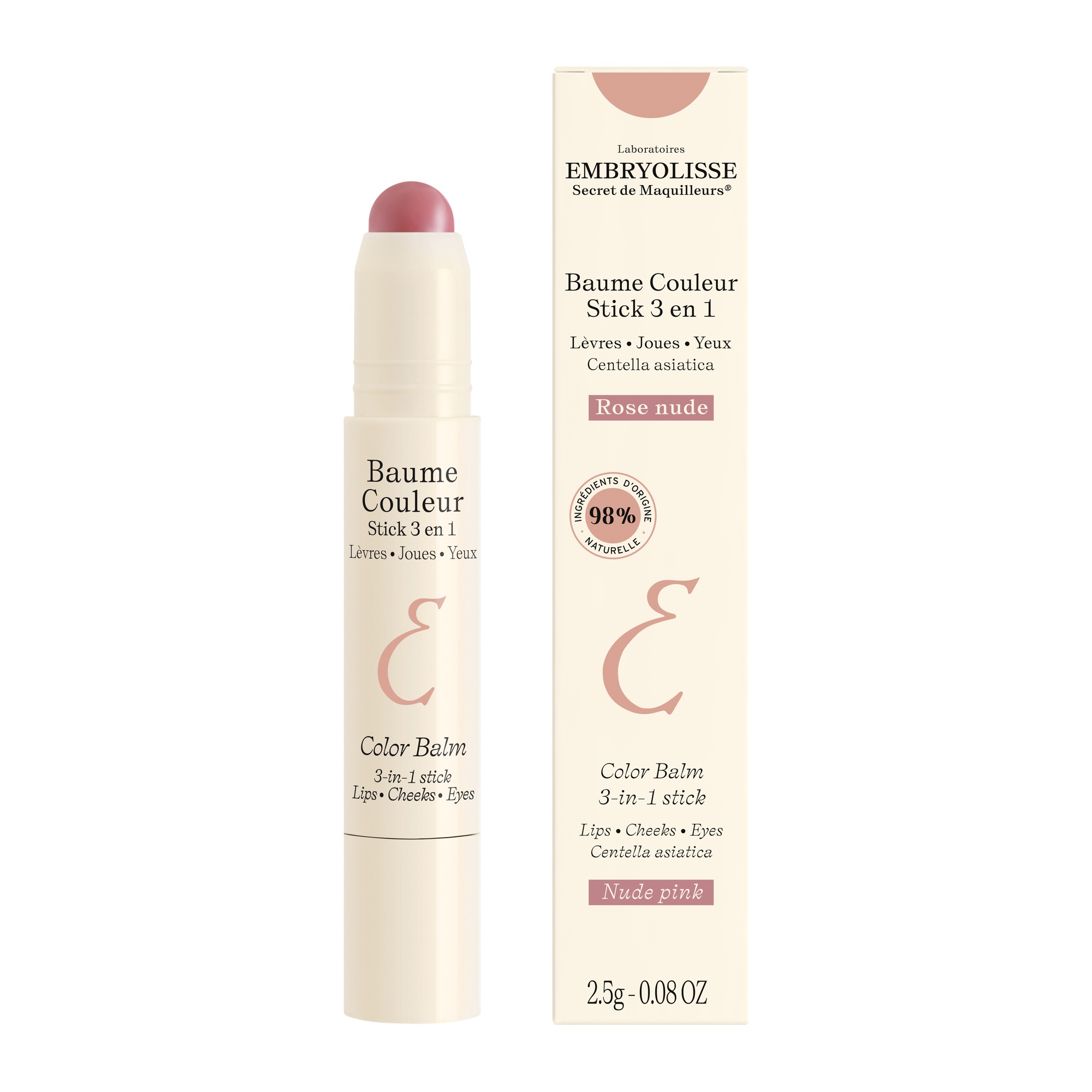 Baume couleur stick 3 en 1 rose nude · 2,5 g, Embryolisse