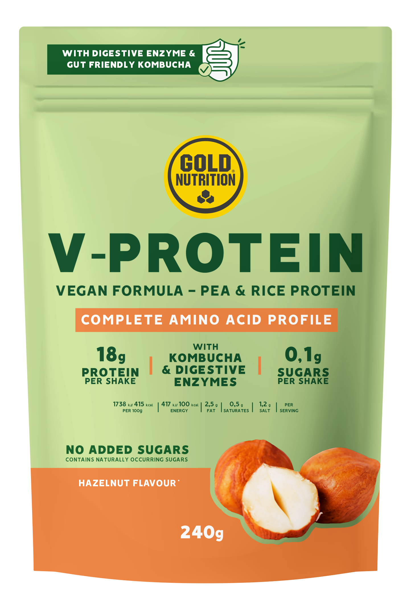 V-protein avellana 240 g, Gold Nutrition