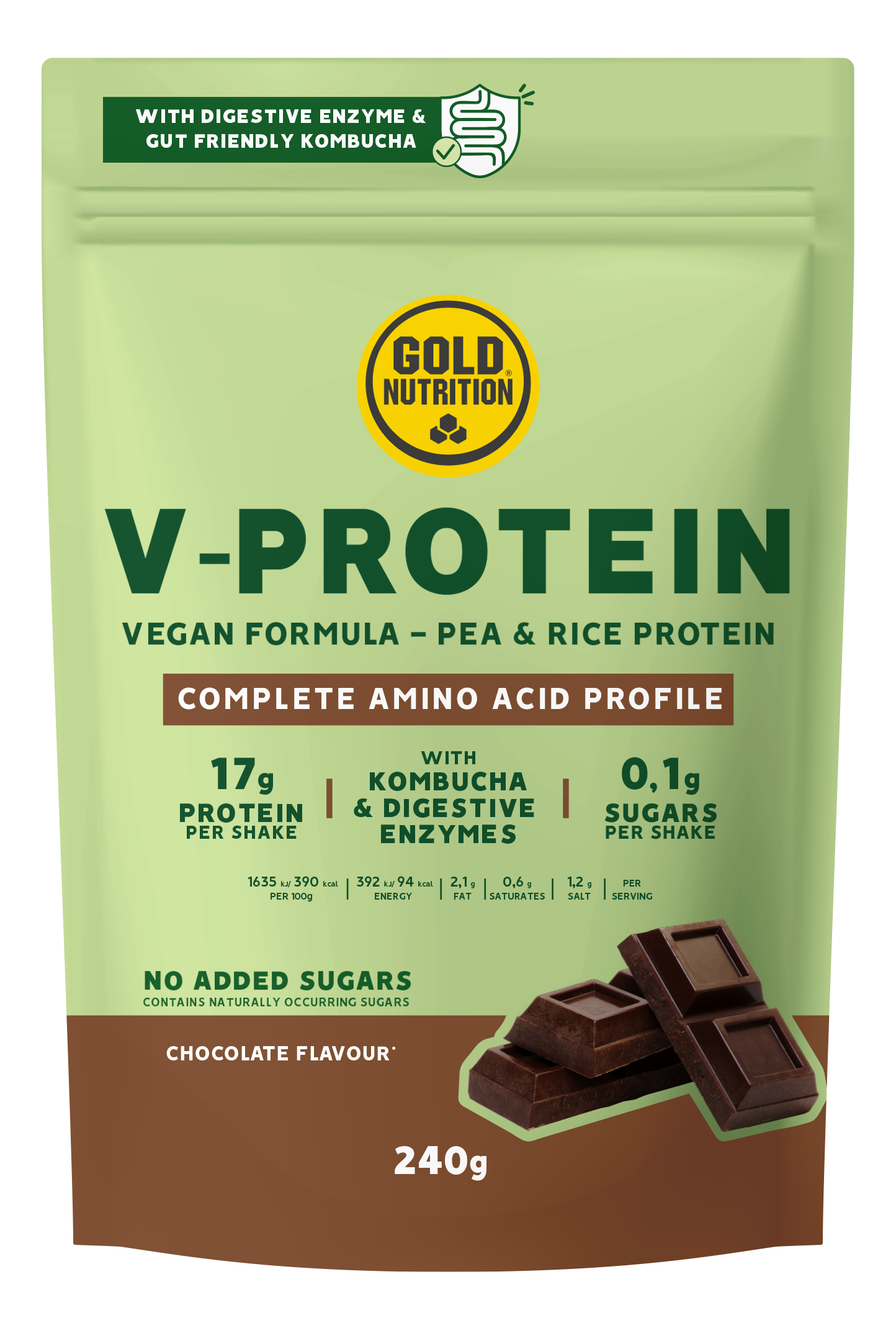 V-protein chocolate 240 g, Gold Nutrition