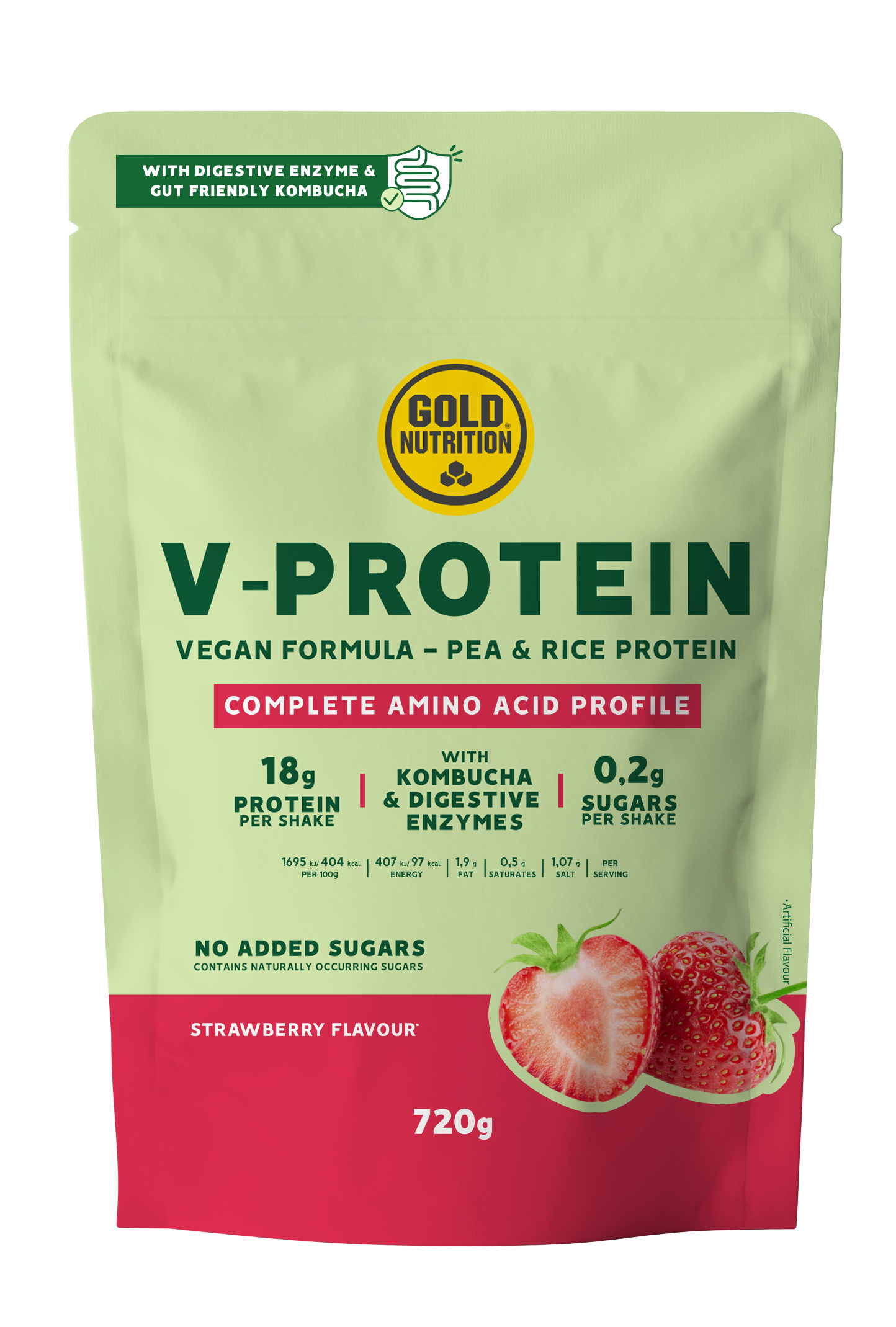 V-protein fresa 720 g, Gold Nutrition