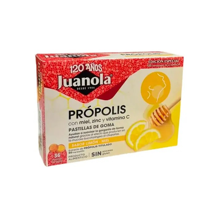 JUANOLA PROPOLIS MIEL ZINC Y VITAMINA C 36 PASTILLAS LIMON M JUANOLA