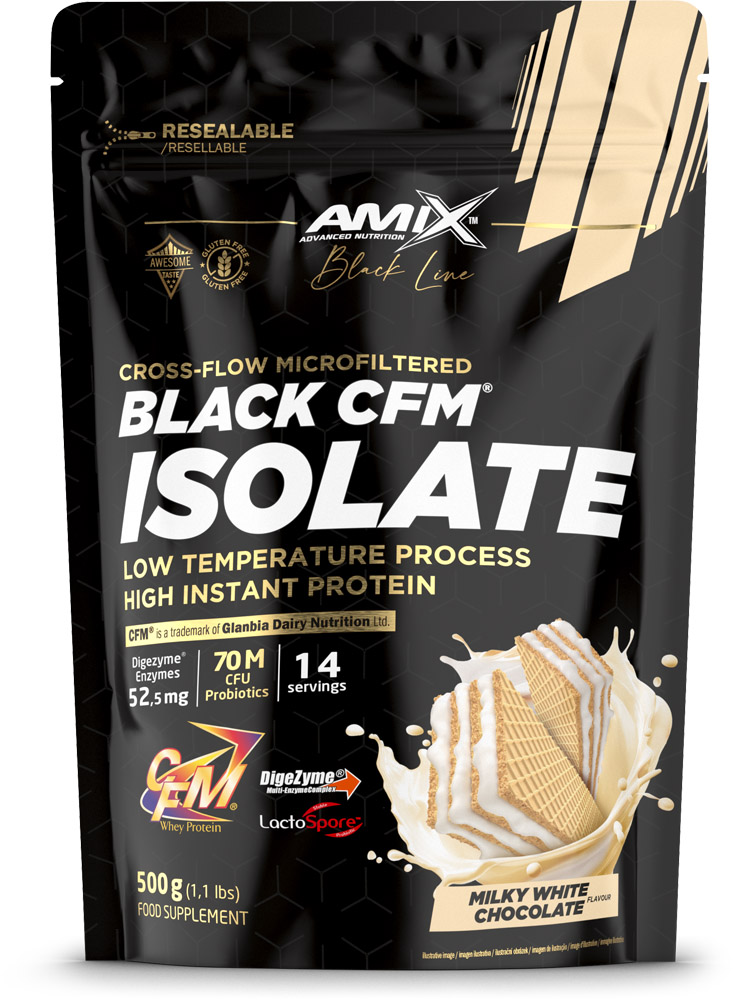 AMIX BLACK CFM ISOLATE SACO 500 GR CHOCOLATE BLANCO