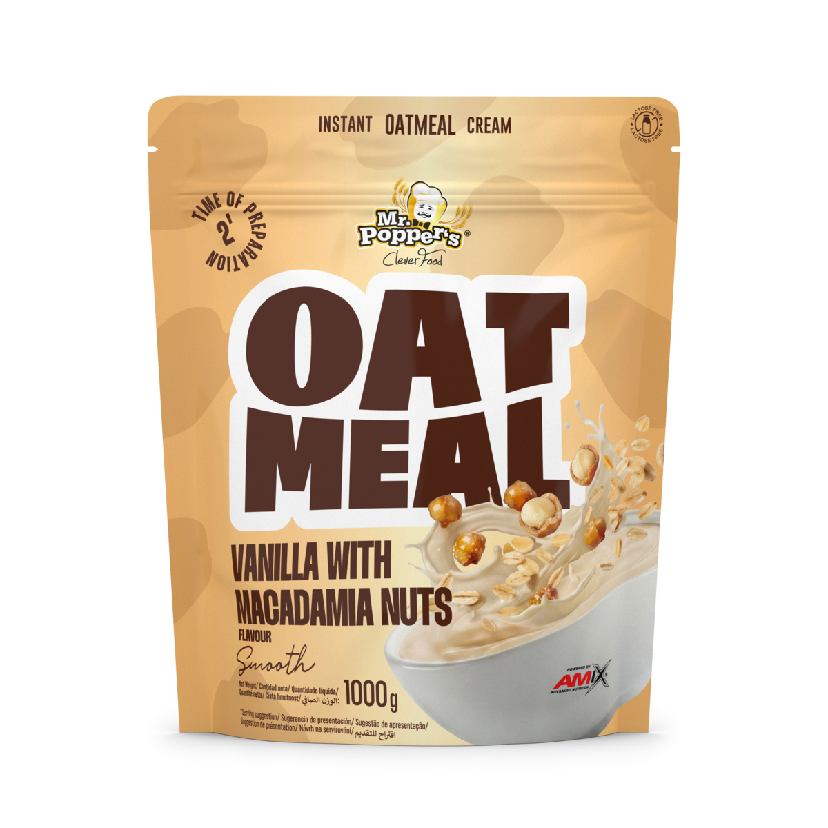 MRPOPPERS OATMEAL SACO 1000 GR VAINILLA CON NUECES MACADAMIA