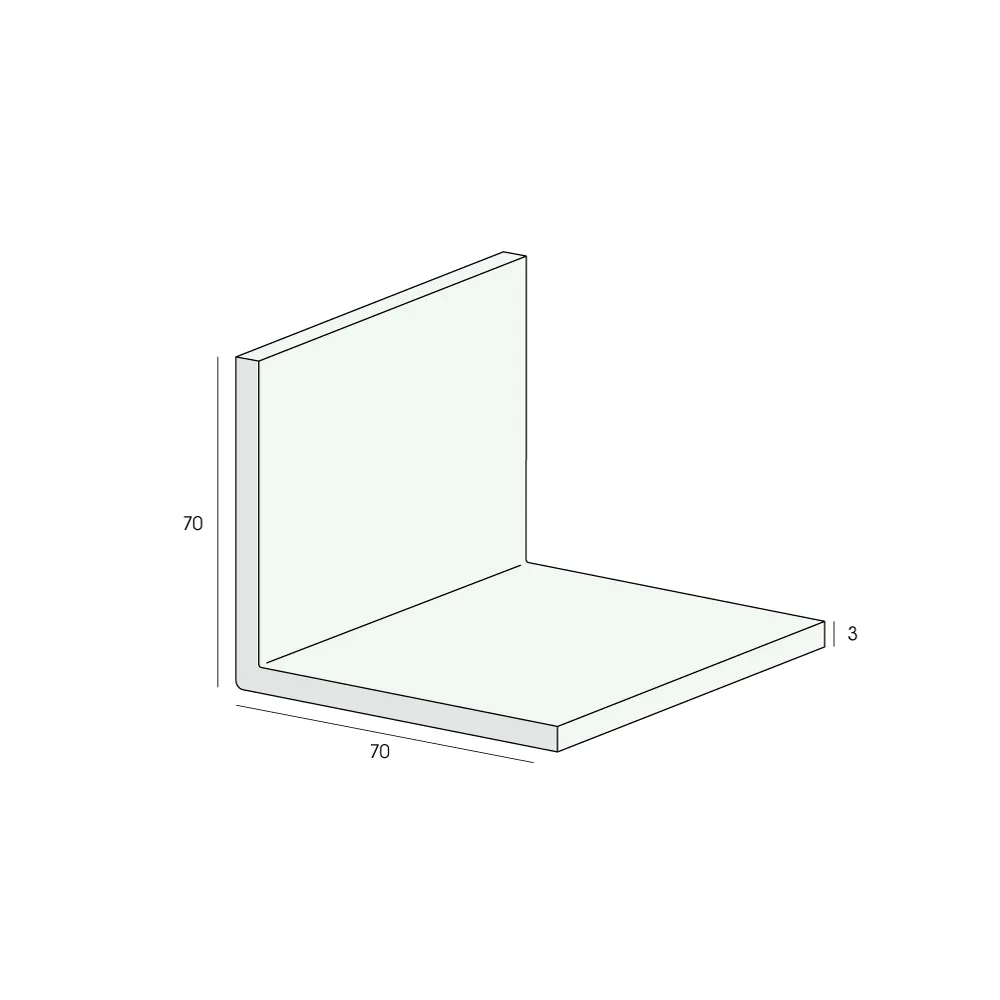 Tekening Hoekprofiel 70x70x3mm