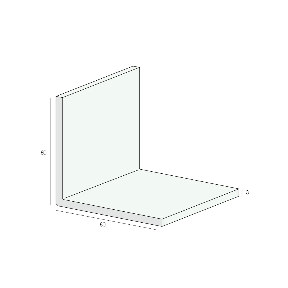 Tekening Hoekprofiel 80x80x3mm