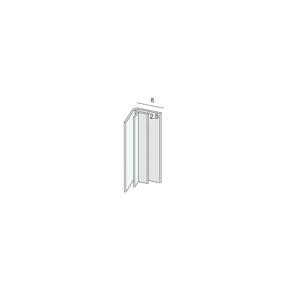 Tekening Inwendig hoekverbindingprofiel 2,5mm