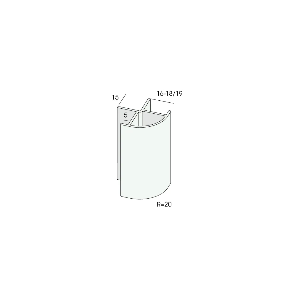 Tekening Softline hoekverbindingprofiel 18/19mm