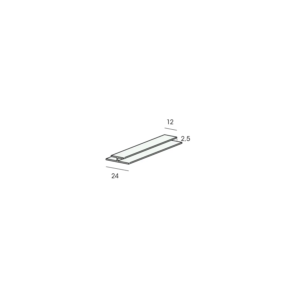 Tekening H-verbindingprofiel 2,5mm