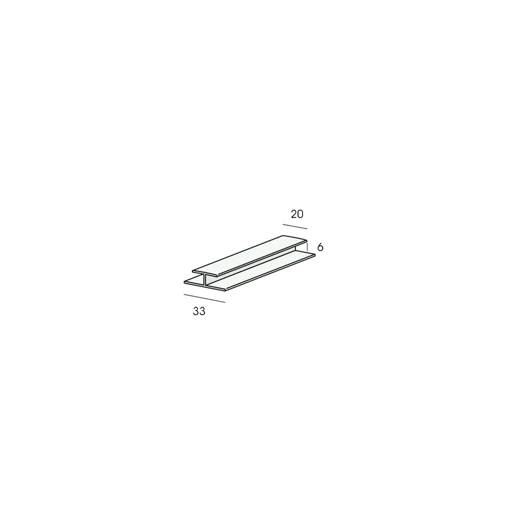 Tekening H-verbindingprofiel 6mm