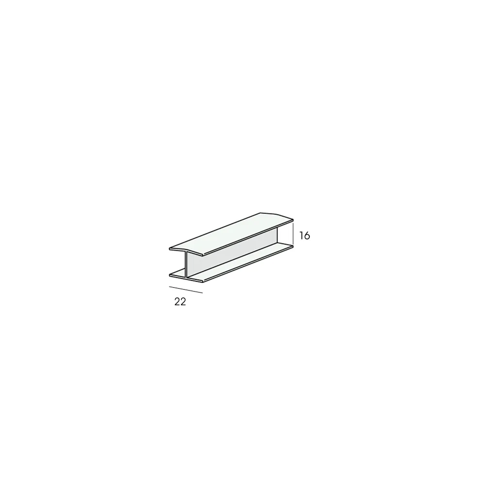 Tekening H-verbindingprofiel 16mm