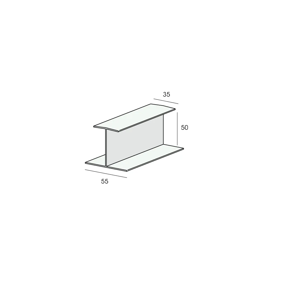 Tekening H-verbindingprofiel 50mm