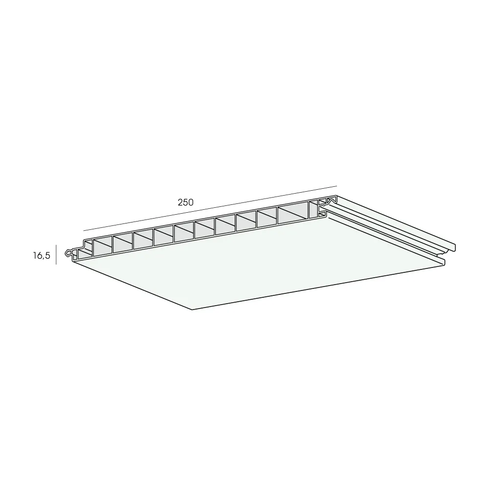 Tekening Florence buitenplafond paneel 250x16,5 mm