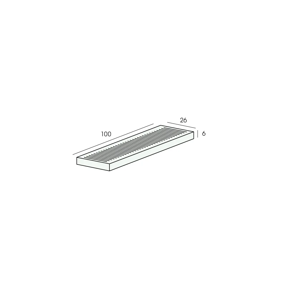 Tekening Glasblokje 6x26x100mm 1000 stuks