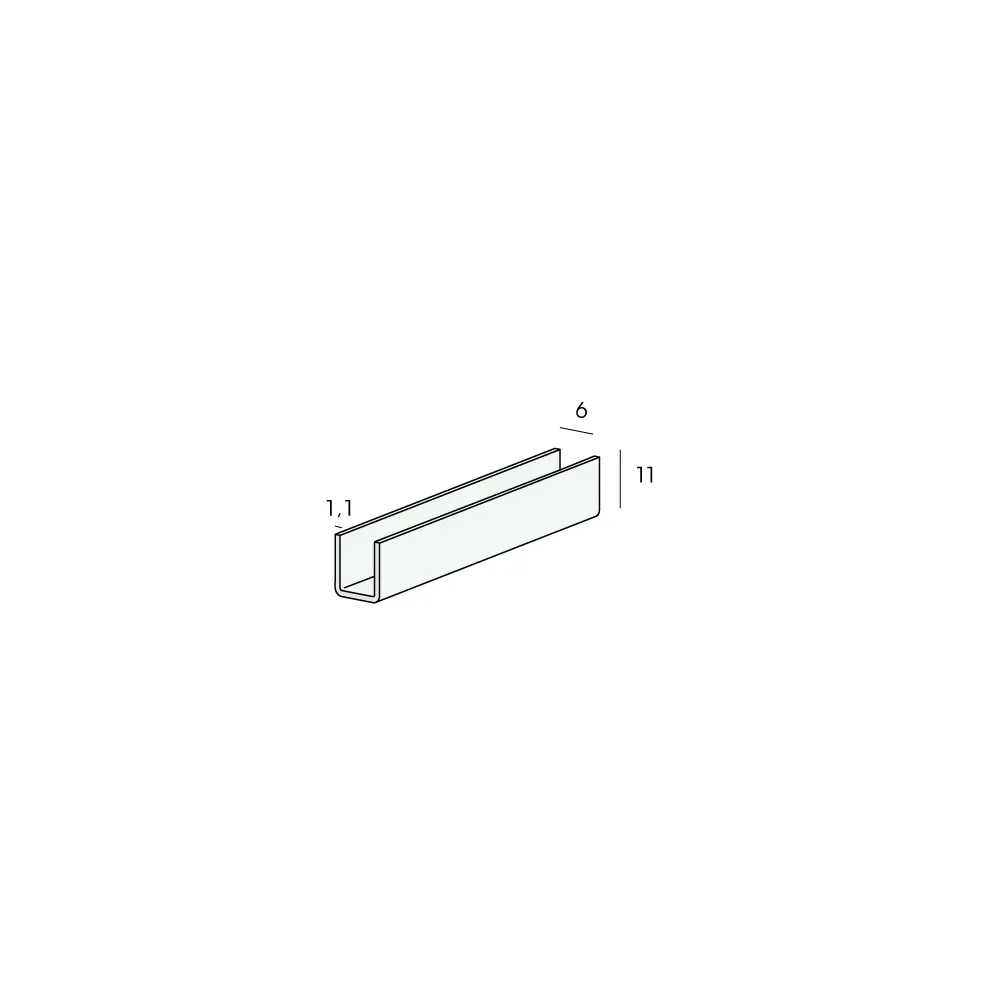 Tekening U-profiel inwendig 6mm