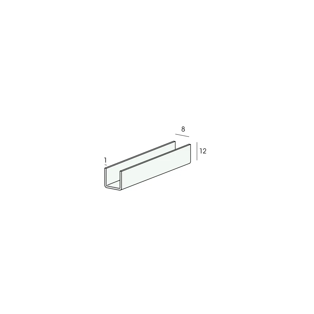 Tekening U-profiel inwendig 8mm