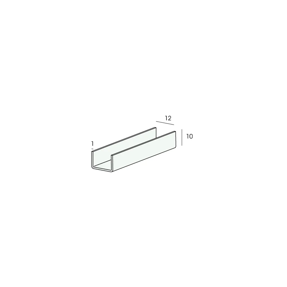 Tekening U-profiel inwendig 12mm