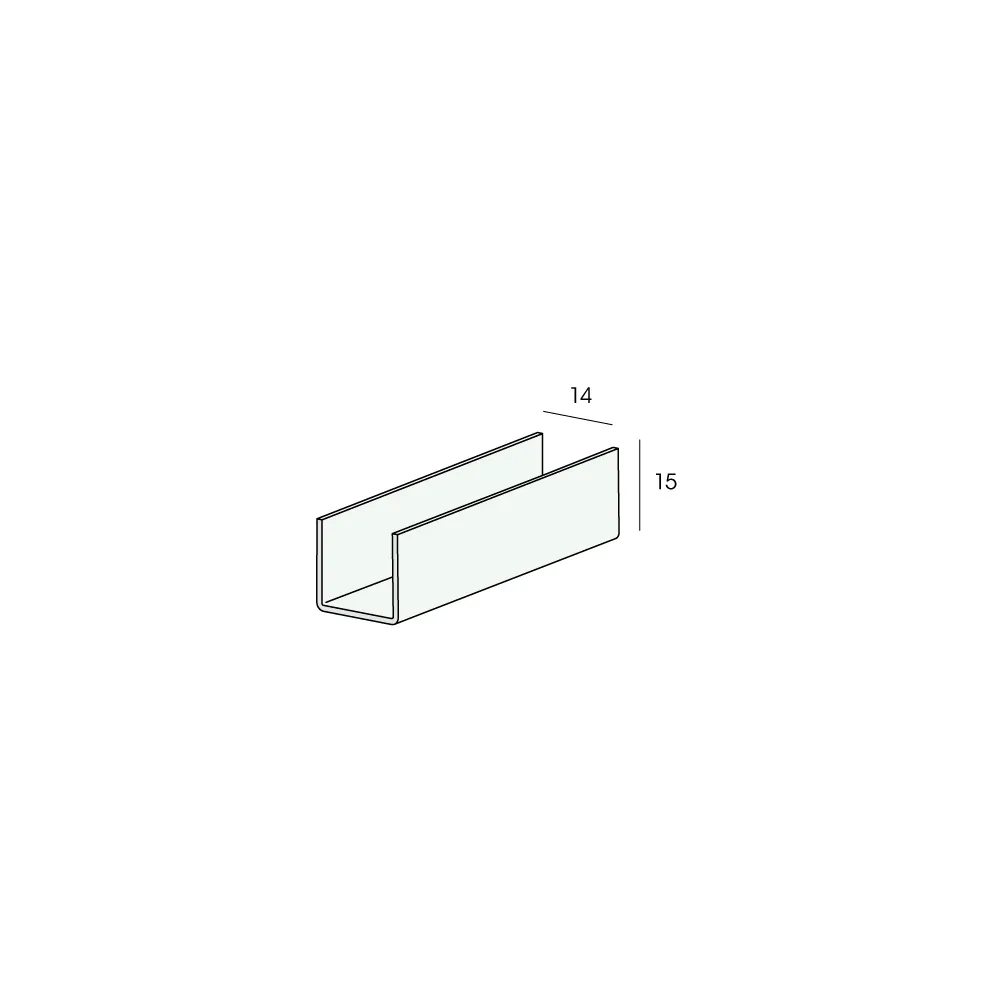 Tekening U-profiel inwendig 14mm