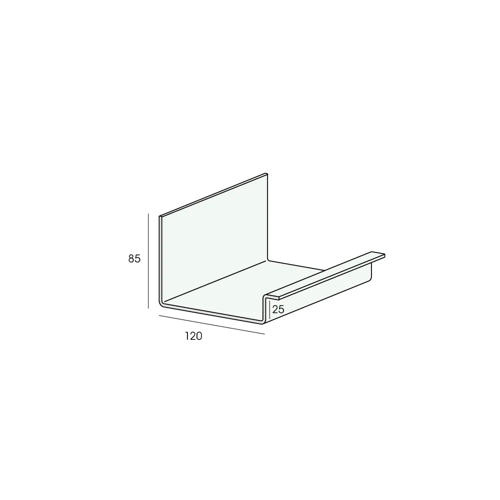 Tekening Verholen goot 120mm