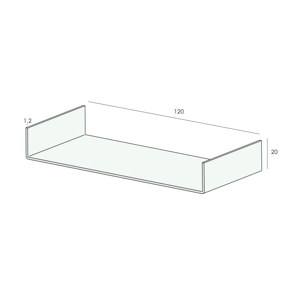 Tekening U-profiel inwendig 120mm