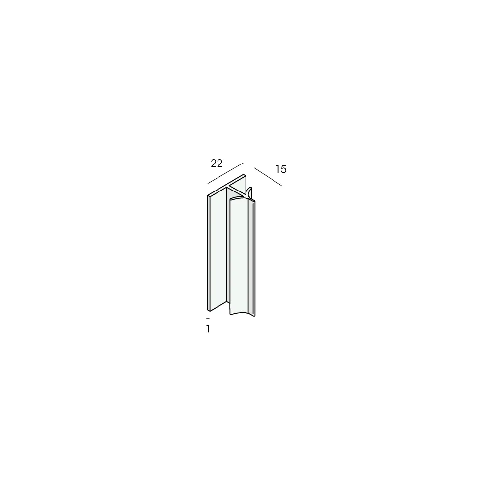 Tekening T-profiel 22x15x1mm