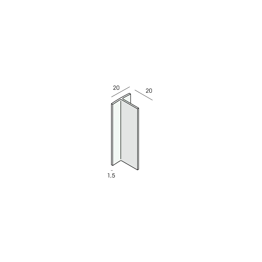 Tekening T-profiel 20x20x1,5mm