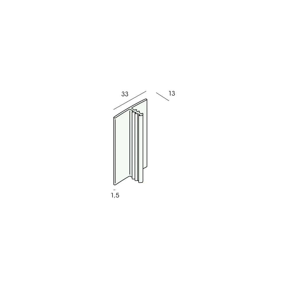 Tekening T-profiel 33x15x1,5mm